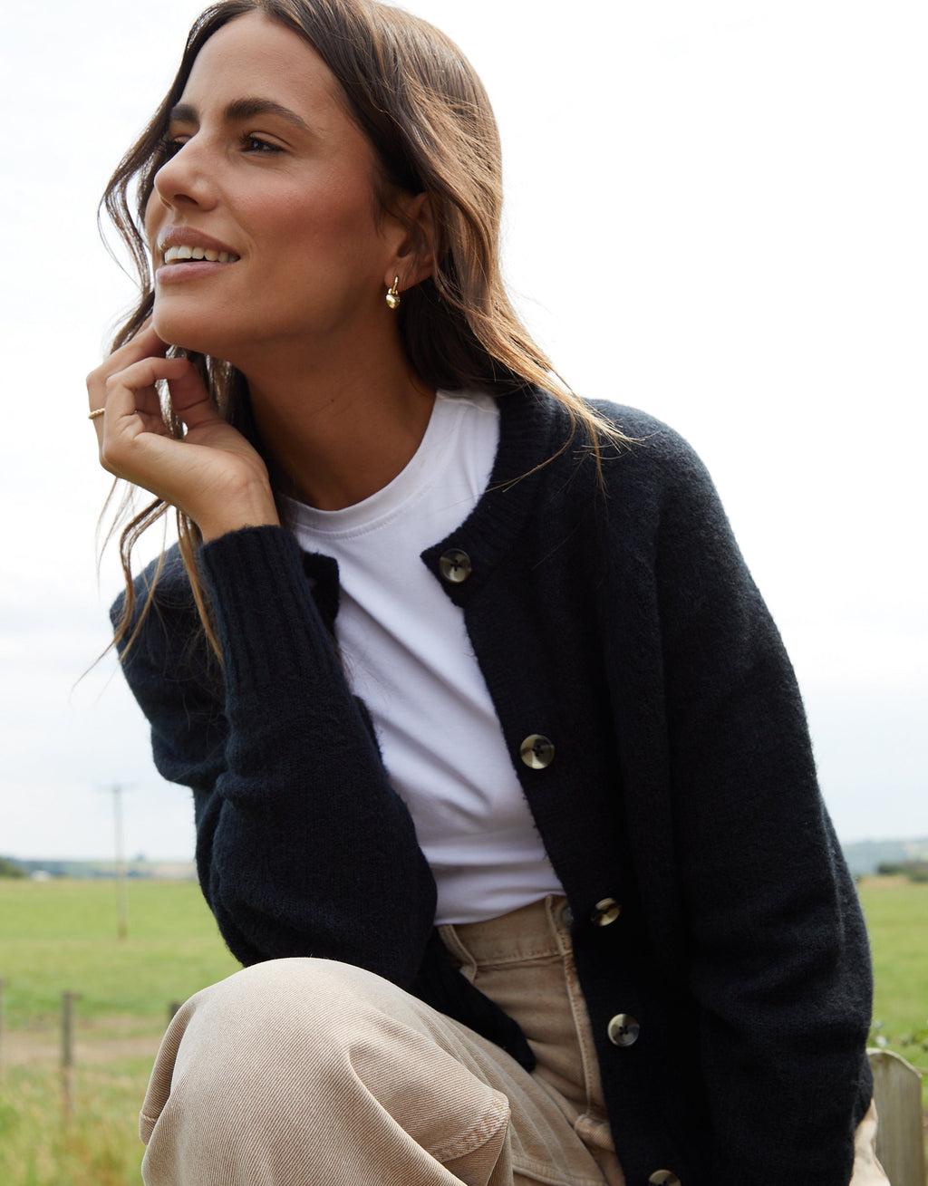 Women's Black Button Up Knitted Cardigan Amsterdam Style