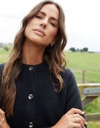 Women's Black Button Up Knitted Cardigan Amsterdam Style
