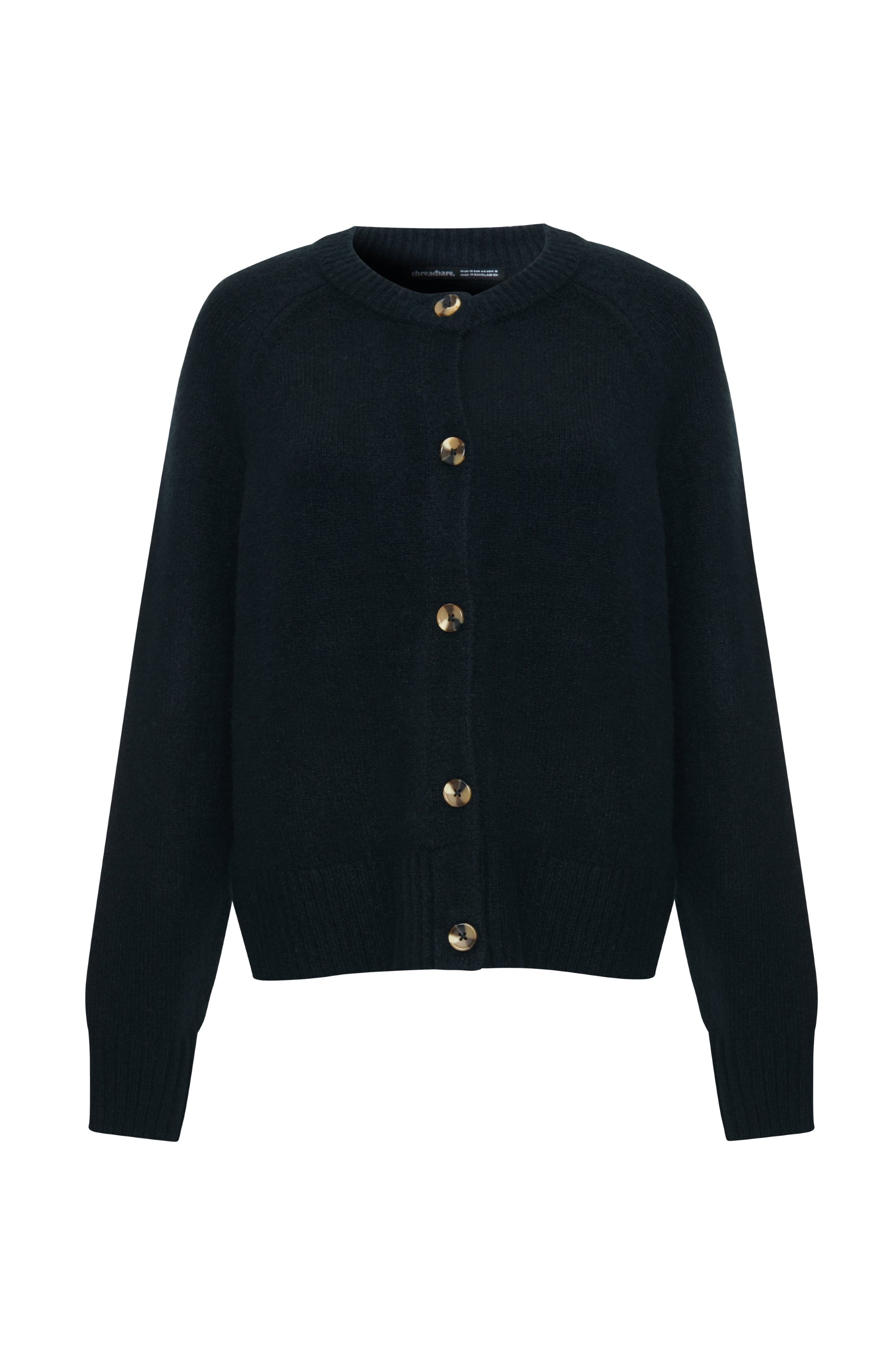 Women's Black Button Up Knitted Cardigan Amsterdam Style