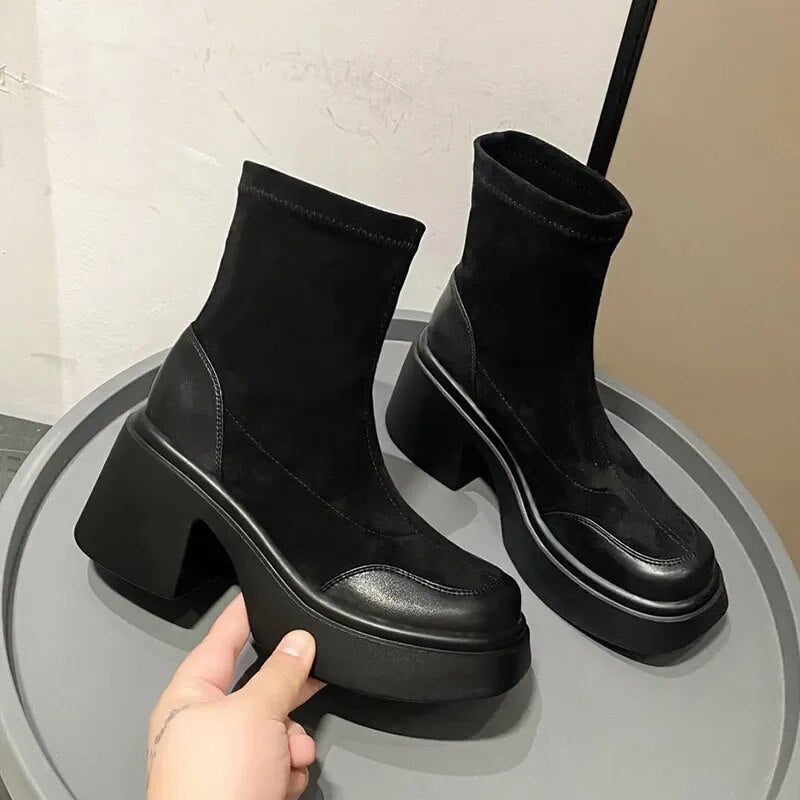 Camila Suede Platform Boots Amsterdam Style