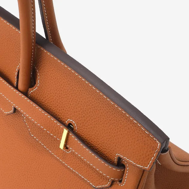 Adela Elegant Shoulder bag in luxurious Togo leather with gold hardware 3