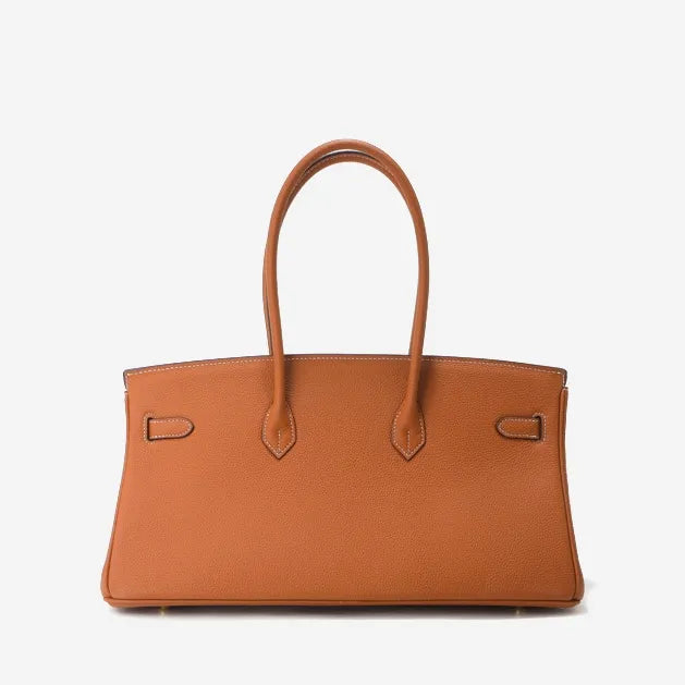 Adela Elegant Shoulder bag in luxurious Togo leather with gold hardware 7