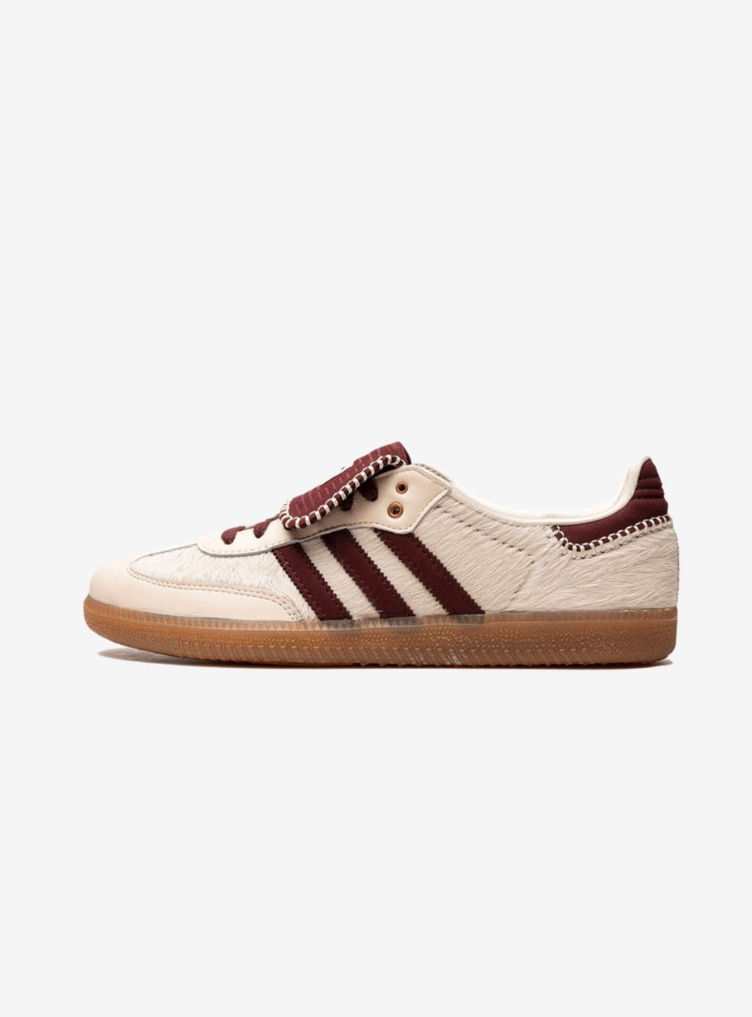 Adidas Samba Nylon Tonal Wales Bonner sneakers in Cream White with burgundy details.