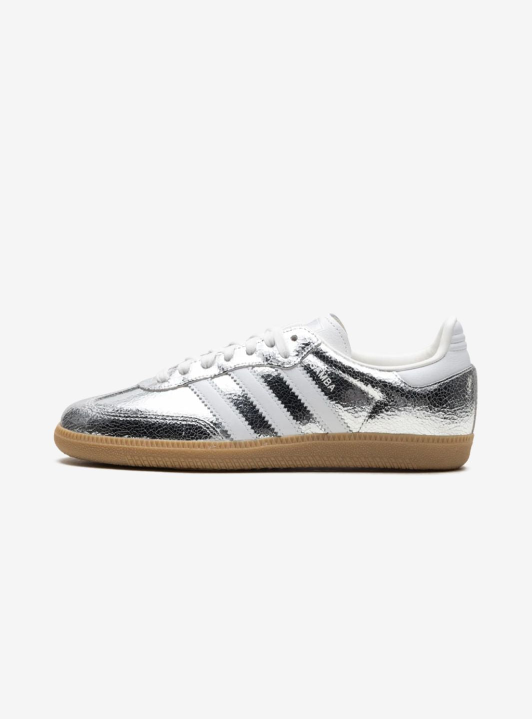 Adidas Samba OG Silver Metallic Cracked Leather stylish sneaker