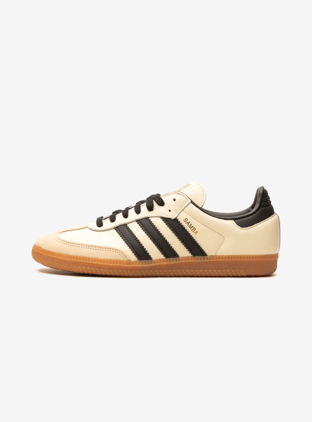 Adidas Samba OG Elegant Sand Strata in cream white with luxurious suede overlays.