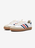 Adidas Samba OG Sporty & Rich USA Stylish sneaker in white leather with navy and red accents. 2