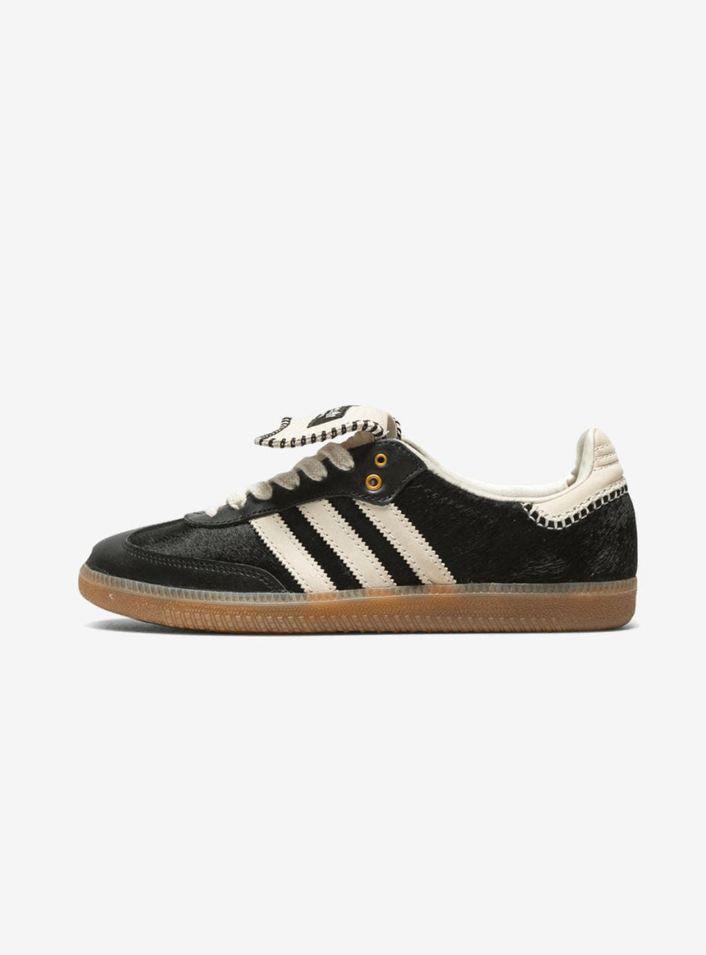 Adidas Samba Pony Tonal sneaker in elegant black with white accents.