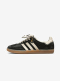 Adidas Samba Pony Tonal sneaker in elegant black with white accents.