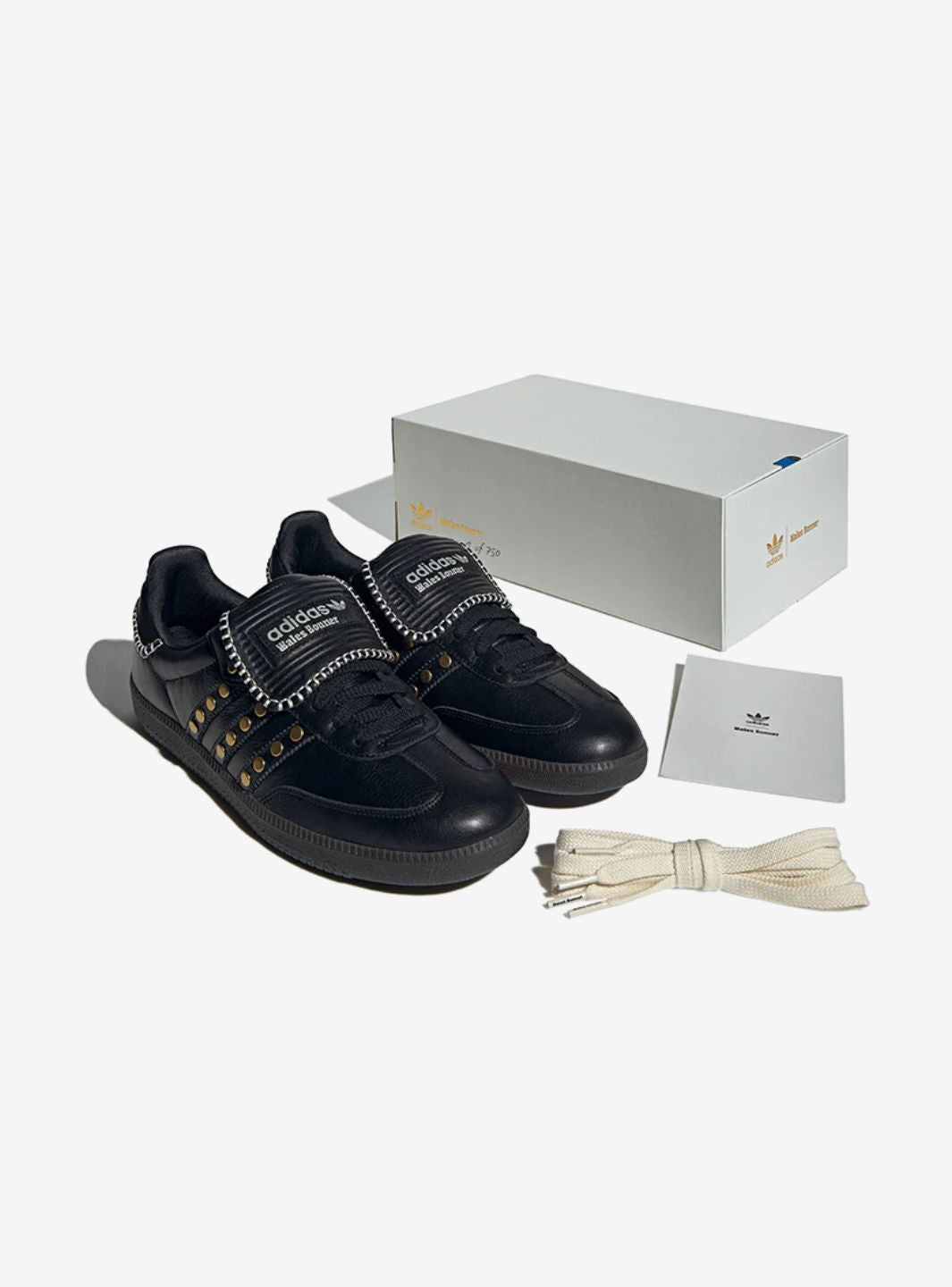 Adidas Samba Wales Bonner Studded Pack in elegant black leather with golden accents. 4