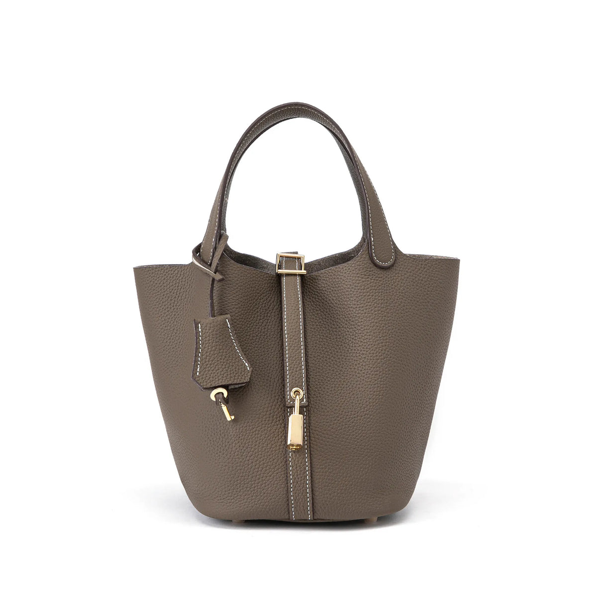 Stylish Averly bucket bag in calfskin togo leather. 2