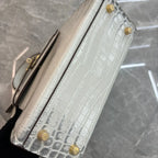 Luxurious exotic animal skin handbag with round handle 9