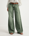 Comfortable Janet wide jeans in faded green denim