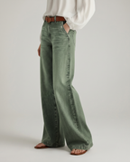 Comfortable Janet wide jeans in faded green denim 3
