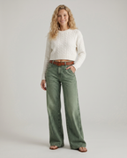 Comfortable Janet wide jeans in faded green denim 4