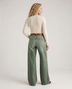 Comfortable Janet wide jeans in faded green denim 5