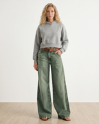 Comfortable Janet wide jeans in faded green denim 6