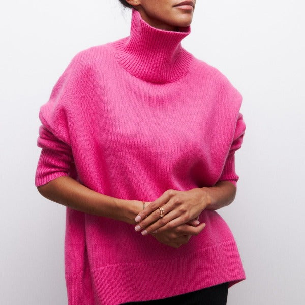 Women's Comfortable Turtleneck Sweater in various colors. 4