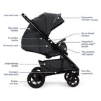 Stroller Black with One-Hand Fold and All-Season Seat 3