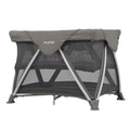 Travel Crib with Gray Fabric and Mesh Design