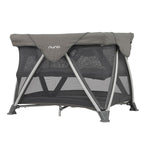 Travel Crib with Gray Fabric and Mesh Design