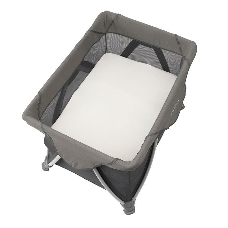 Travel Crib with Gray Fabric and Mesh Design 3