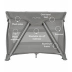 Travel Crib Gray with Mesh Sides and Aluminum Frame 2