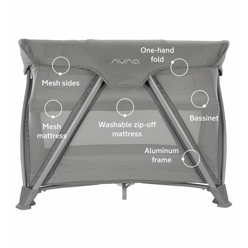 Travel Crib Gray with Mesh Sides and Aluminum Frame 2