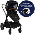 Convertible Stroller with Dual Canopy in Black