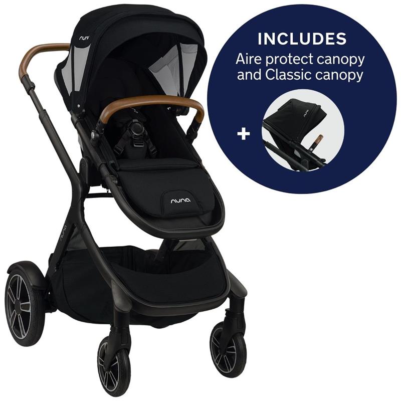 Convertible Stroller with Dual Canopy in Black