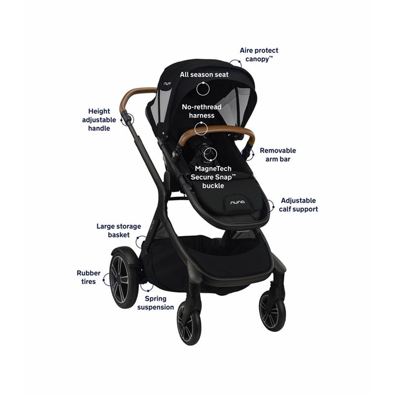 Convertible Stroller with Dual Canopy in Black 5