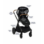 Convertible Stroller with Dual Canopy in Black 5