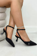 Elegant Crystal Darling Pearl Slingback Kitten Heels
