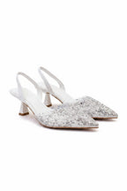 Elegant Crystal Pearl Evening Slingback Kitten Heels for special occasions 3
