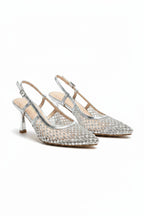 Crystal Siren Slingback Court Heels in shimmering silver with crystal embellishments. 5