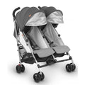 Double Stroller with Adjustable Seats and Canopy in Gray