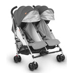 Double Stroller with Adjustable Seats and Canopy in Gray