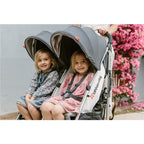 Double Stroller with Adjustable Seats and Canopy in Gray 10