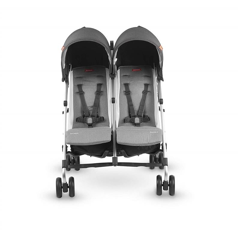 Double Stroller with Adjustable Seats and Canopy in Gray 2