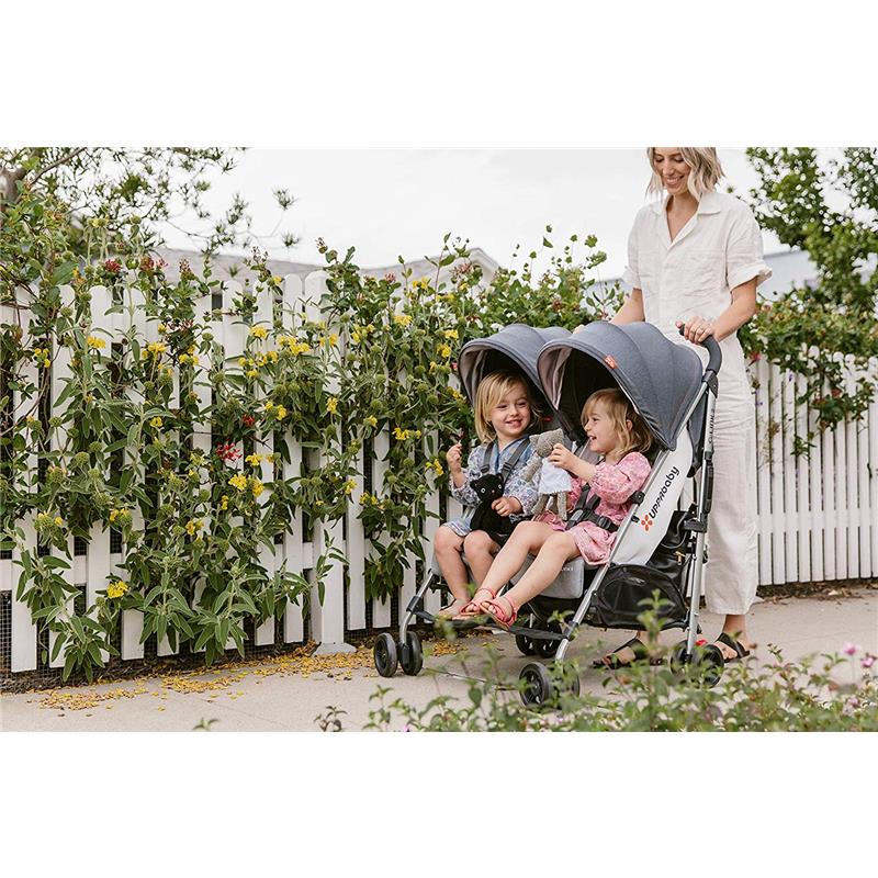 Double Stroller with Adjustable Seats and Canopy in Gray 7