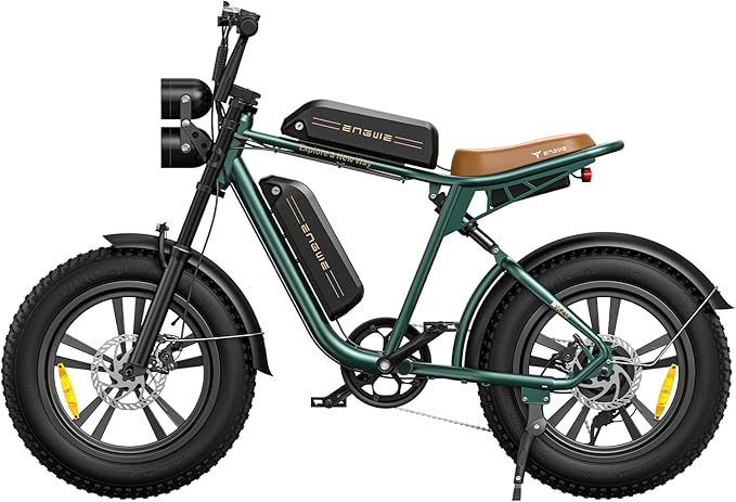 Stylish dual battery electric bike available in black, white, and green. 9