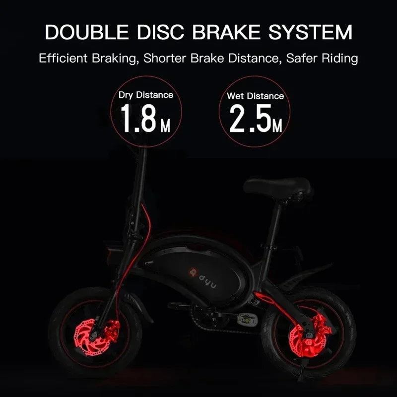 DYU D3F Compact Electric Bike in Black 3