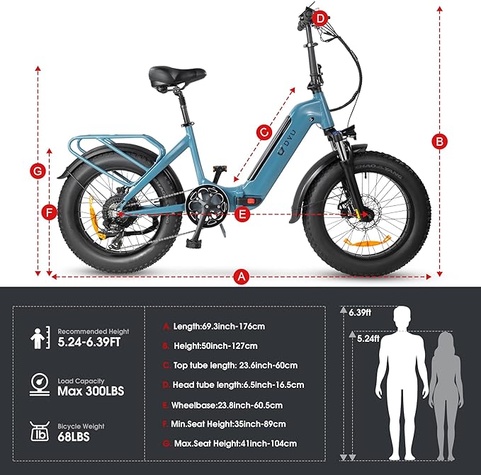 DYU FF500 Electric Bike in sleek blue design for adults 3