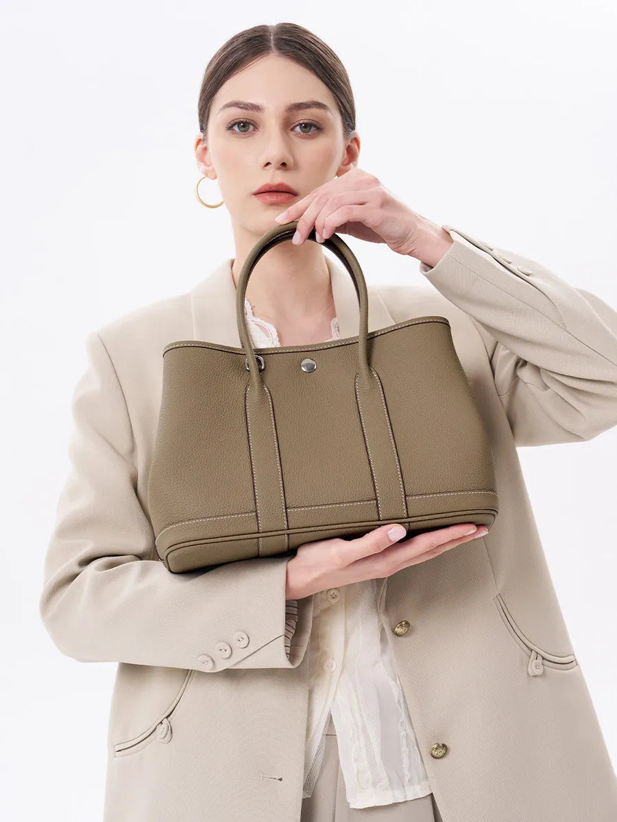 Elara Elegant Tote in soft full-grain leather with spacious interior. 10