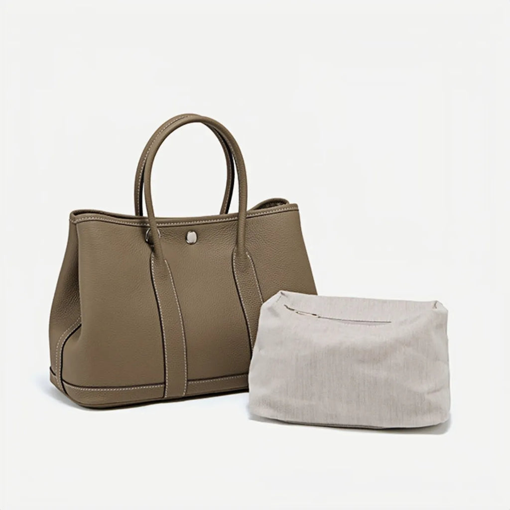 Elara Elegant Tote in soft full-grain leather with spacious interior. 14