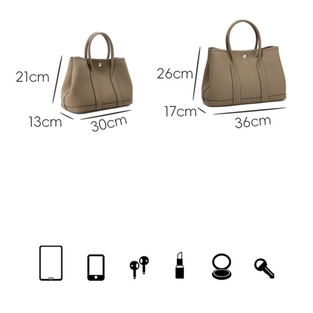 Elara Elegant Tote in soft full-grain leather with spacious interior. 16