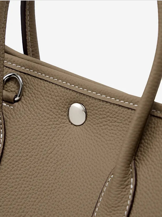 Elara Elegant Tote in soft full-grain leather with spacious interior. 18