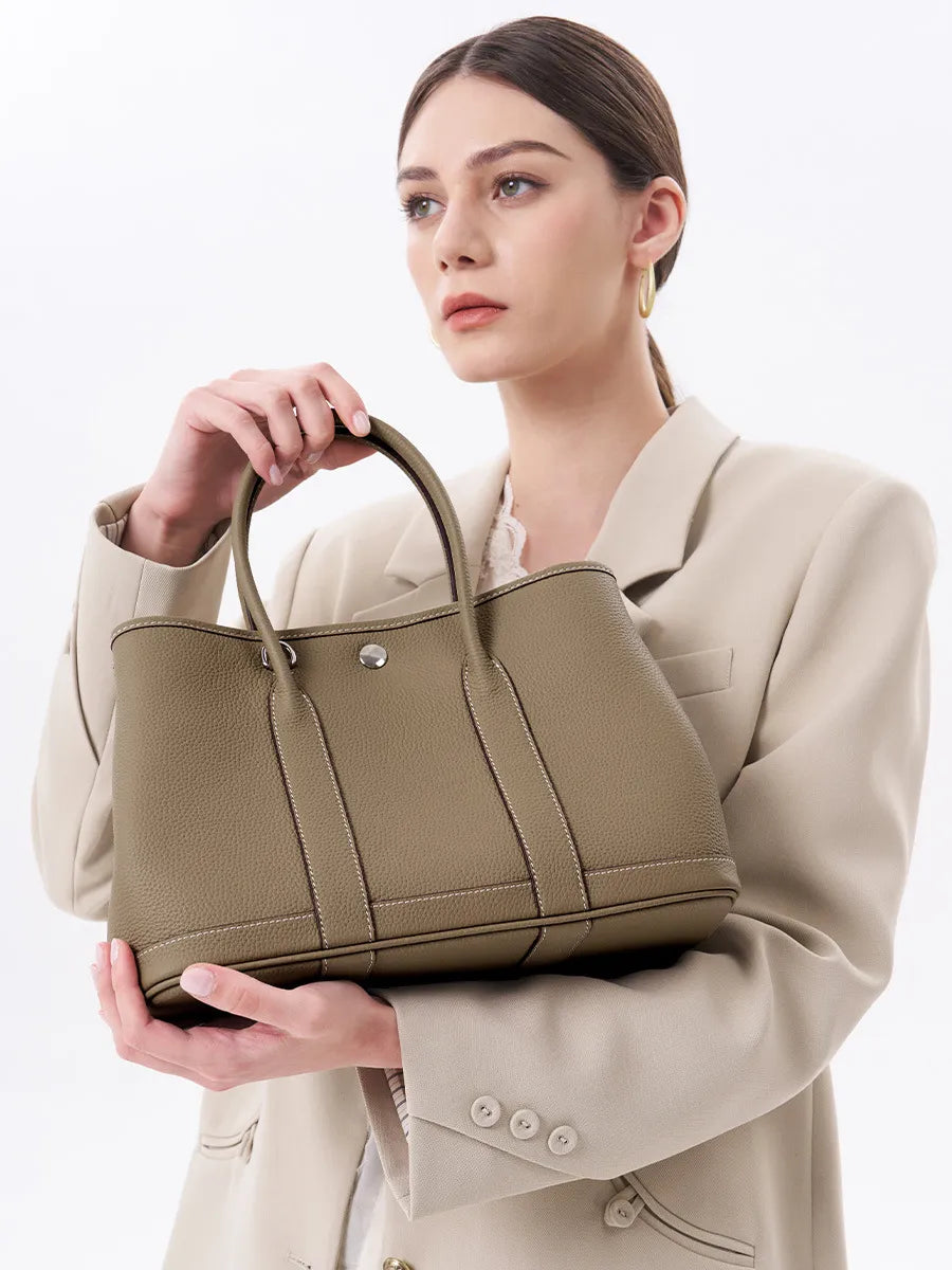 Elara Elegant Tote in soft full-grain leather with spacious interior. 8