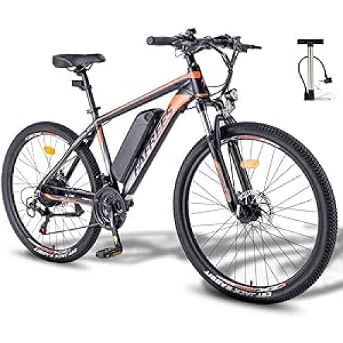 Electric Mountain Bike in black and white color scheme.
