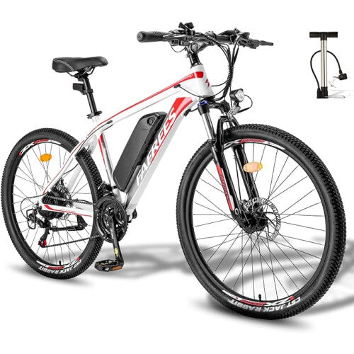 Electric Mountain Bike in black and white color scheme. 8