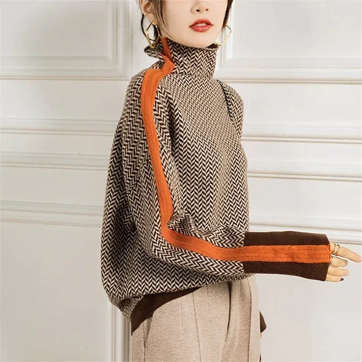 Elegant ladies turtleneck sweater in soft fabric for comfort and style.